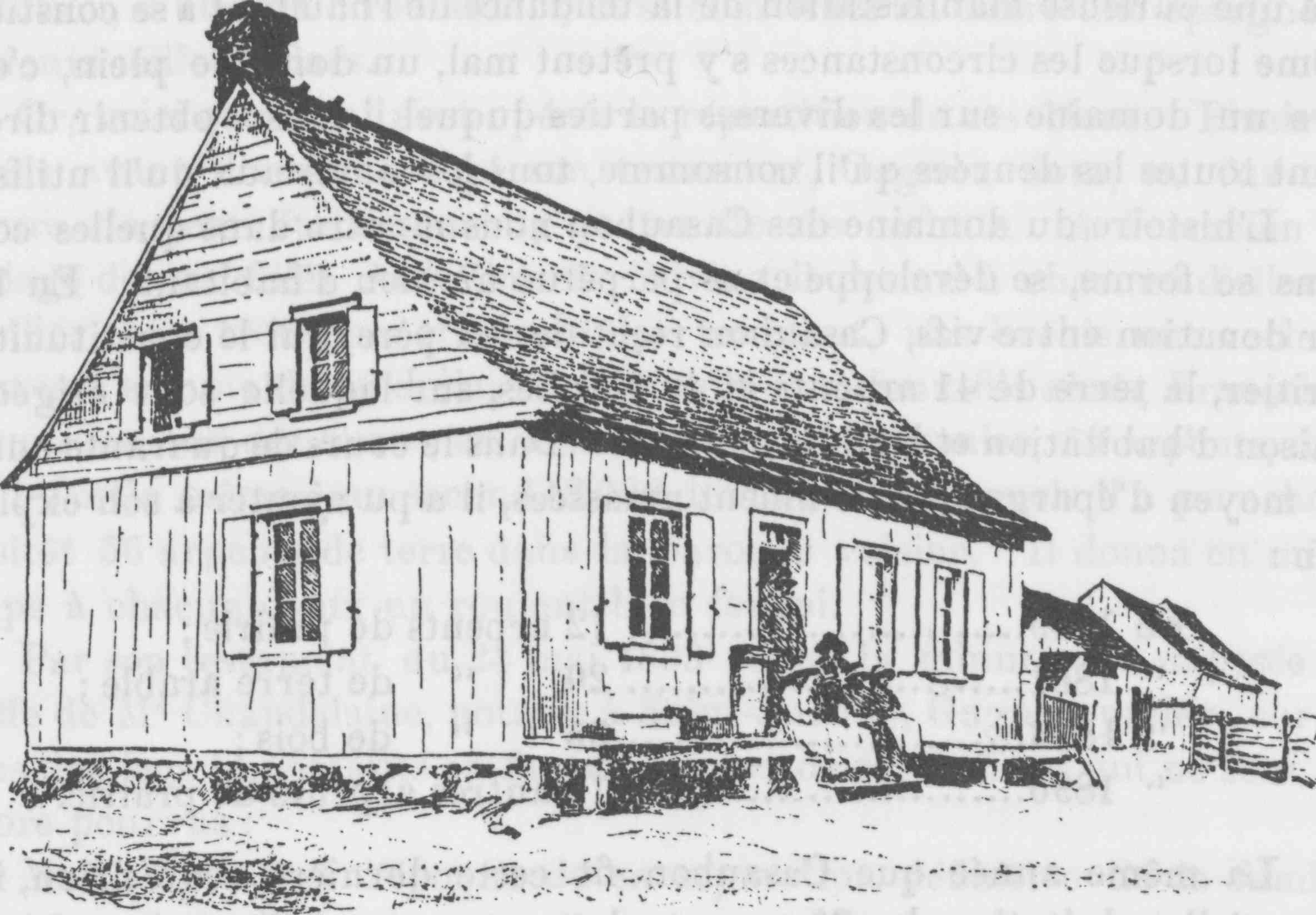 Habitation de Casaubon. D’après une photographie prise par M. Georges Rivière, de Paris, 1890 - Source : Léon Gérin - La maison de l’habitant.