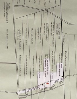 Cliché de la carte montrant la maison sur le lot 391 et identifiée par un cercle.